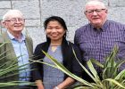 Angie with Fr. Berne Steed (left) and Fr. Oli McCrossan (right)